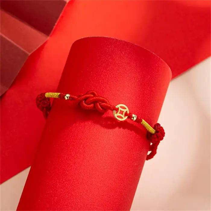 Bracelets en corde rouge avec nœud porte-bonheur Simple pour femmes et hommes
