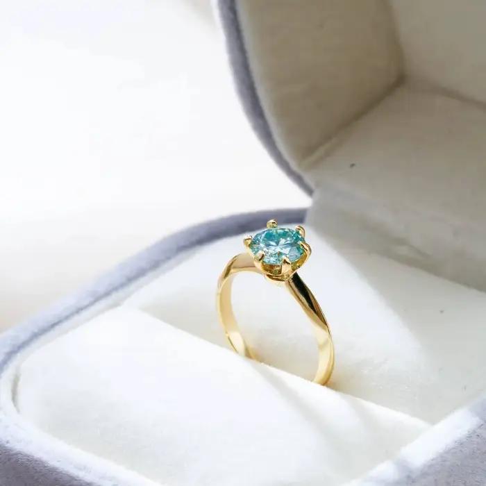 Bague solitaire en Moissanite 1 Carat, argent 925 plaqué or 14K, alliance de fiançailles pour femmes
