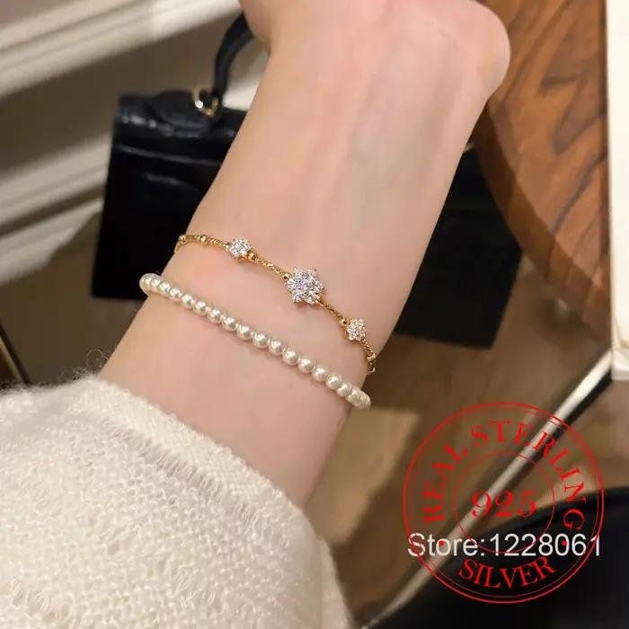 Bracelet trèfle en cristal en argent Sterling 925 pour femmes