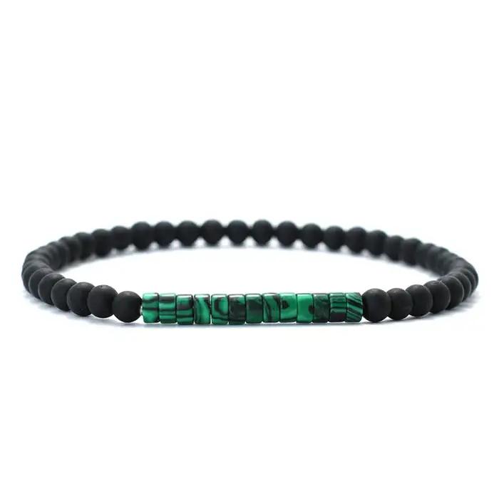 Nouveau Bracelet de perles minimaliste 4mm unisexe empereur Onyx petite pierre