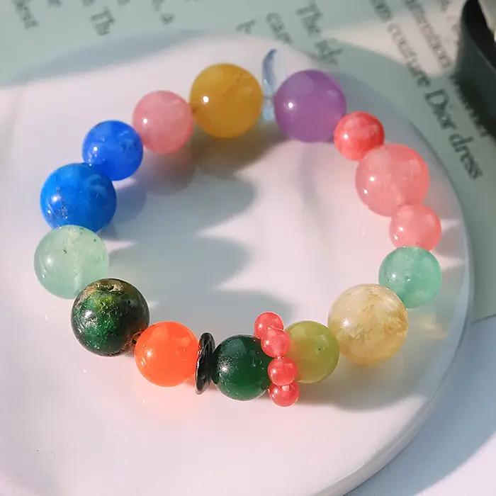 Bracelet en cristal multi-trésor coloré design fait à la main porte-bonheur cadeau accessoire émotionnel pour femmes occasions spéciales