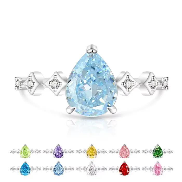 Bague en argent 925 avec pierres précieuses pour femmes