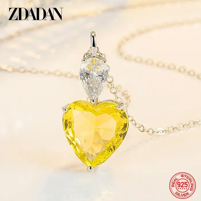 Collier en argent rose 925 avec pendentif en forme de cœur serti de zirconium blanc pour femmes occasions spéciales mariage fiançailles anniversaire