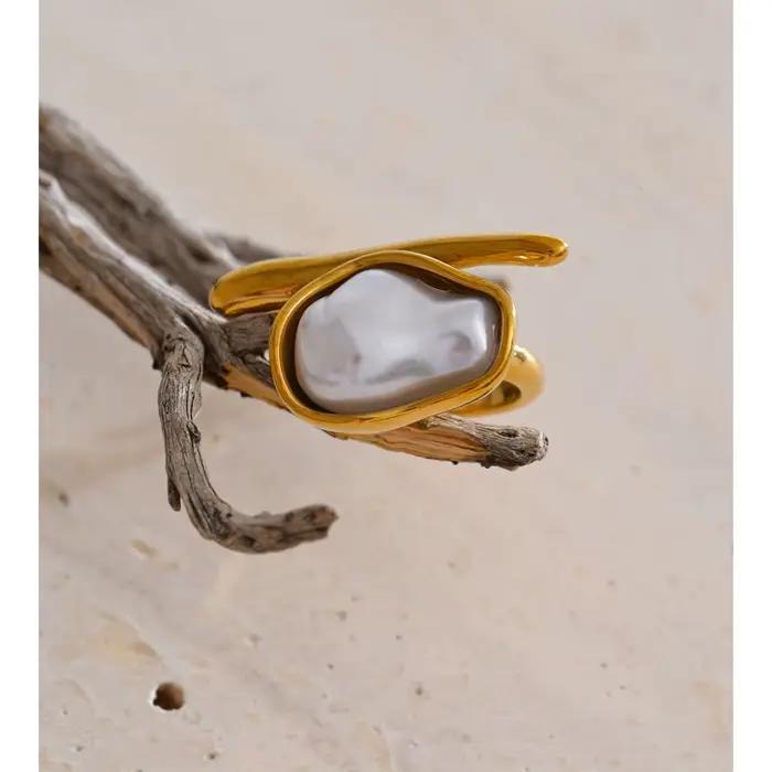Yhpup 2025 – bague Vintage en perles d'imitation baroques pour femmes, plaqué or 18 carats, mode distinctive, bijoux de charme attrayants