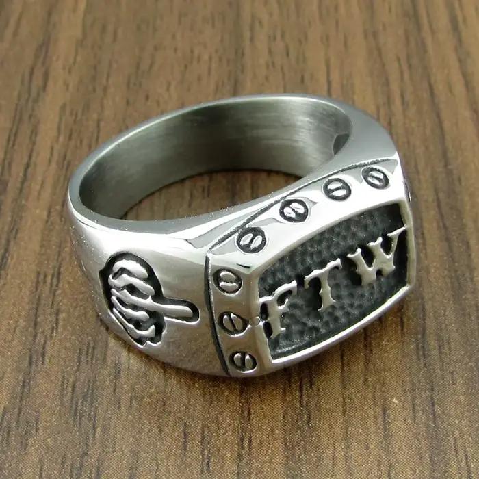 Taille punk 7-15 # FTW vis mécanique femme motard exquis en acier inoxydable 316L moto bague centrale