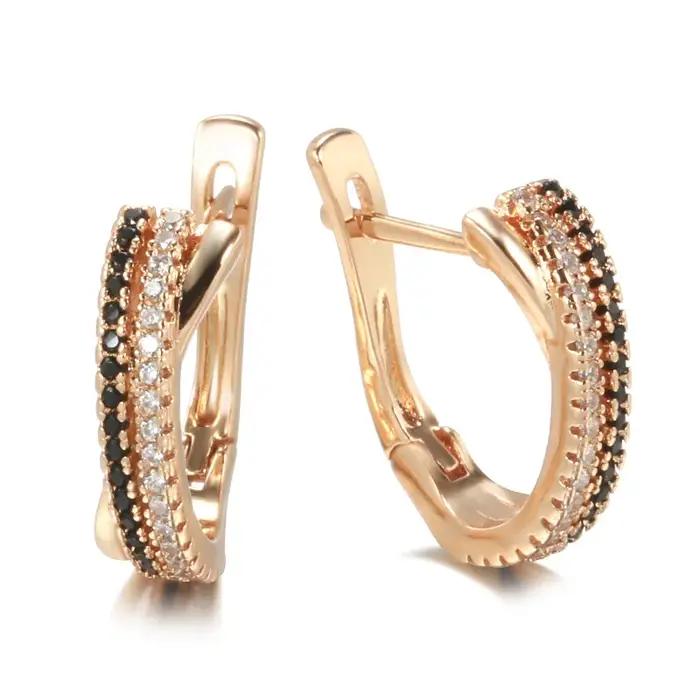 Boucle d'oreille en or véritable 14 carats pour femmes