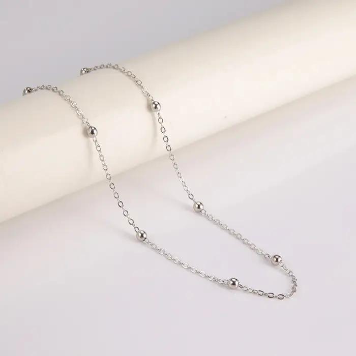 Amaxer Collier ras du cou simple en chaîne de perles or et argent pour femmes et filles