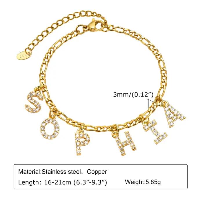 Bracelet Personnalisé en Lettres Initiales Bijoux Monogramme Hypoallergénique à Gravure Personnelle pour Femmes Occasions Spéciales Élégant