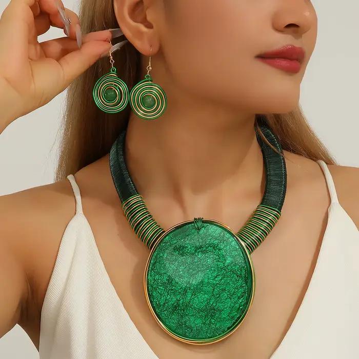 Ensemble de bijoux de déclaration en résine ronde géométrique