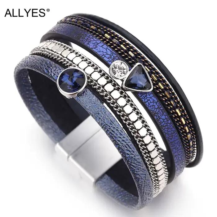 Bracelet en cuir cristal multicouche bohème personnalisable pour femmes occasions spéciales wrap bracelet ajustable tension diverse styles