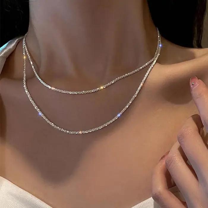 Ensemble de colliers et bracelets scintillants brillants pour femmes et filles
