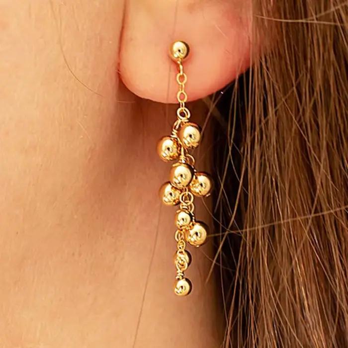 Boucles d'oreilles en or 14 carats faites à la main pour femmes, bijoux Boho Oorbellen Brinco, bijoux fins vintage, boucles d'oreilles pendantes