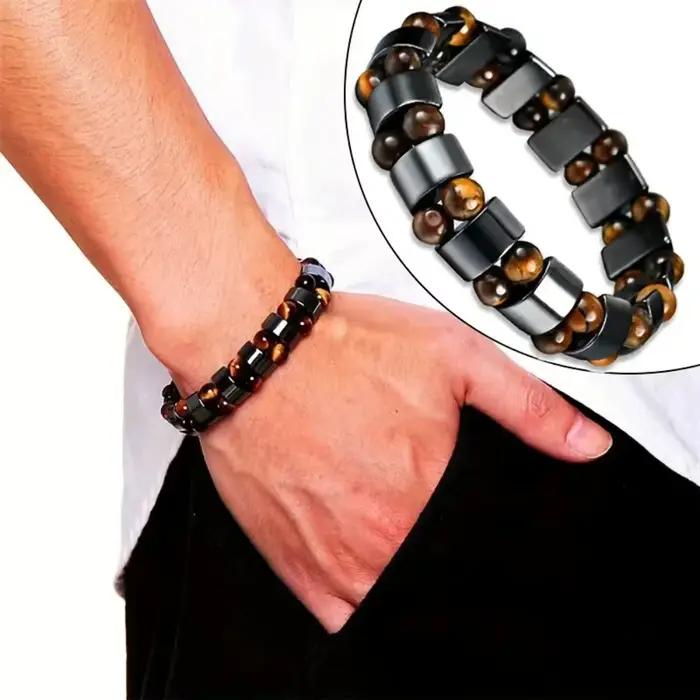 Bracelets en pierre œil de tigre et hématite magnétique pour hommes et femmes, pour attirer l'abondance spirituelle, l'argent et la richesse, bijoux porte-bonheur