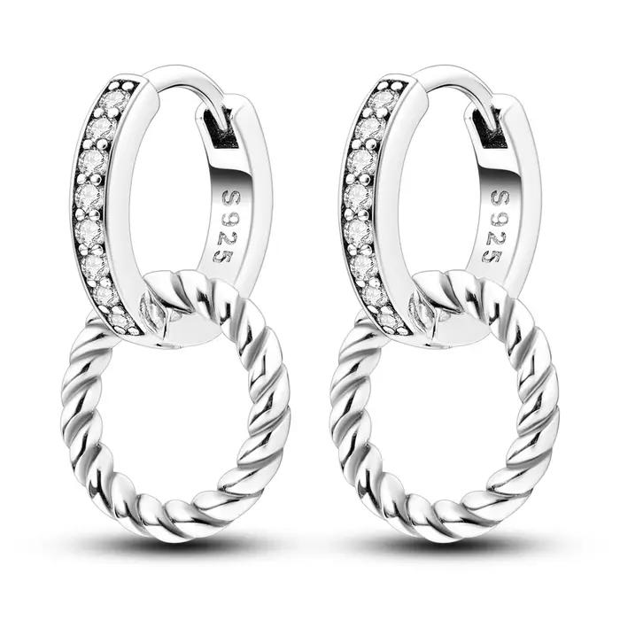 CYCUFF boucles d'oreilles pour 925 en argent Sterling mode rectangulaire Double anneau motif serpent