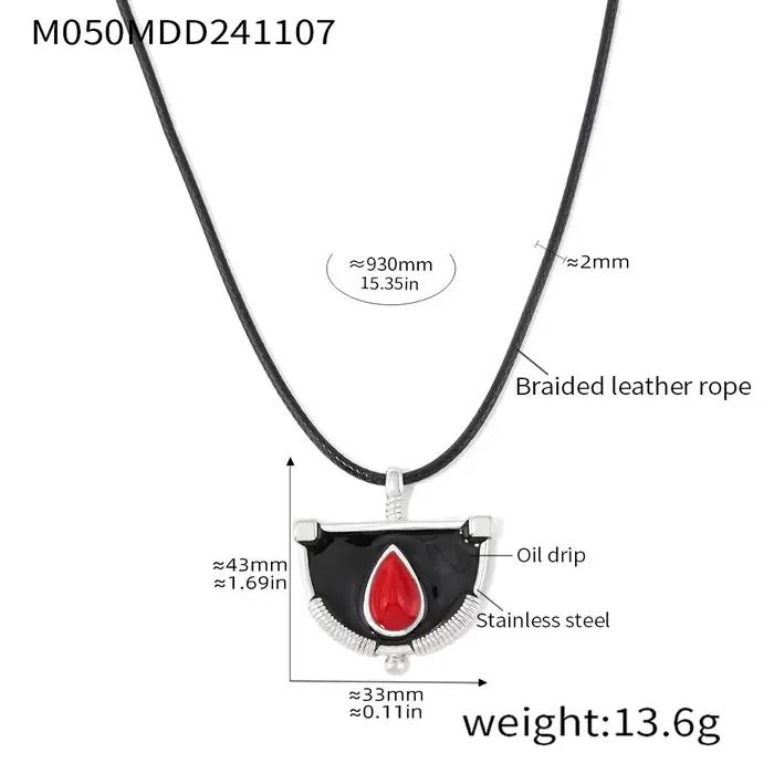 Collier en acier inoxydable pour femmes avec pendentif en émail unique et chaîne en corde noire pour soirée élégante et cadeau spécial