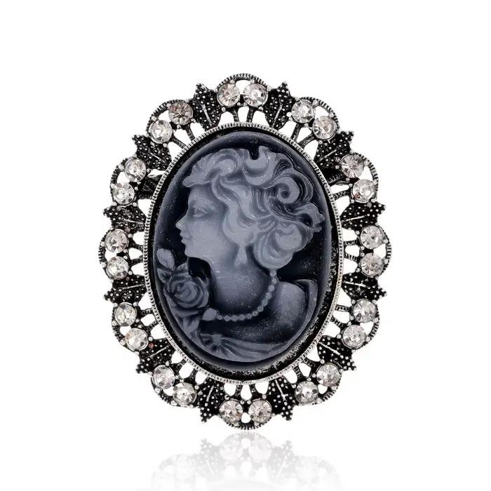 Broche camée de reine au Design victorien Vintage, cadeau de bijoux de beauté de mariage Antique, Style élégant