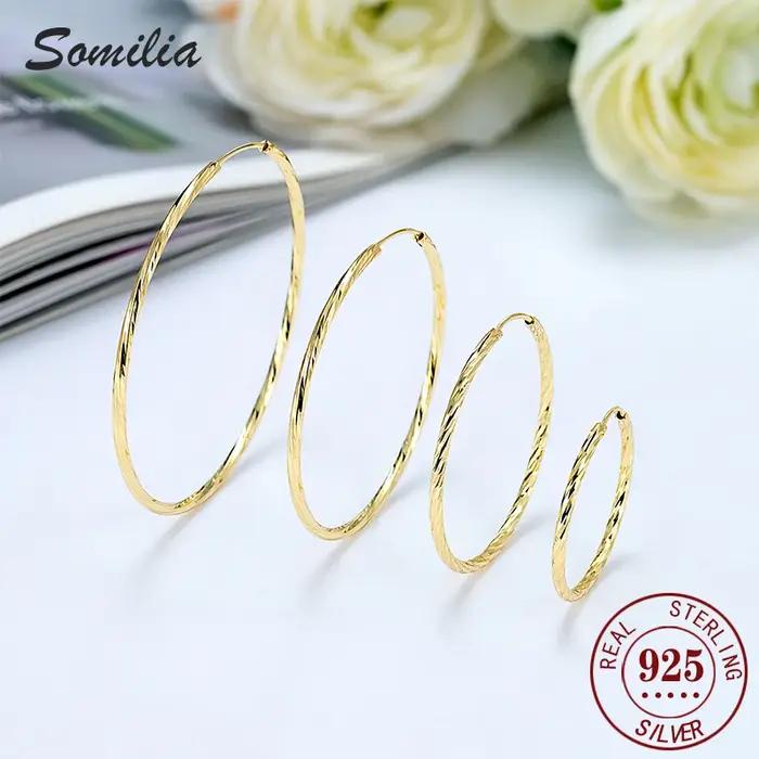 Boucles d'oreilles créoles en argent sterling classiques pour femmes et hommes occasions spéciales mariage fête cadeau