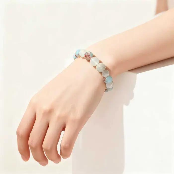 Halo Quartz et sédiment océan Bracelet de perles unisexe Shoushan pierre rafraîchissante purifiant champ magnétique
