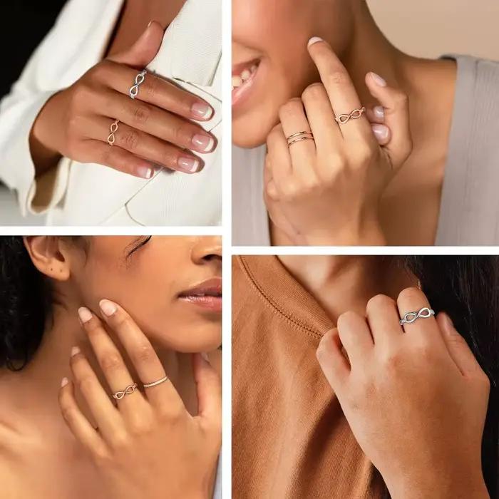 Bague Infinity Knot en cuivre pour cadeau de mariage alliance de promesse éternelle pour amitié et amour occasions spéciales partys demoiselles d'honneur