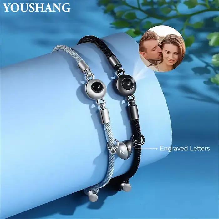 Bracelets de Projection de photos de Couple personnalisables