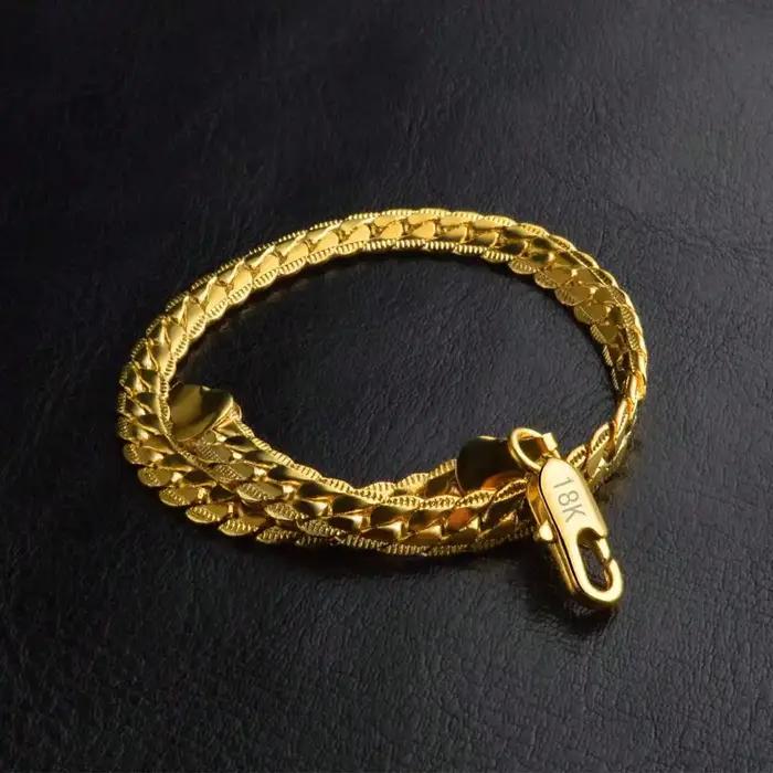 Bracelet en argent sterling 925 avec chaîne latérale en or 18 carats