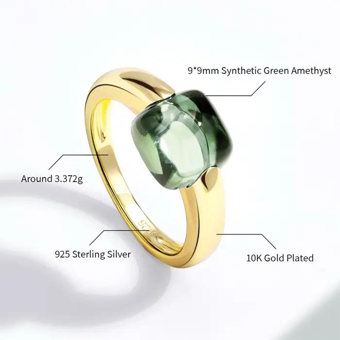 ALLNOEL – bague carrée en argent Sterling 925 plaqué or 10K pour femmes, bijoux de luxe avec pierres