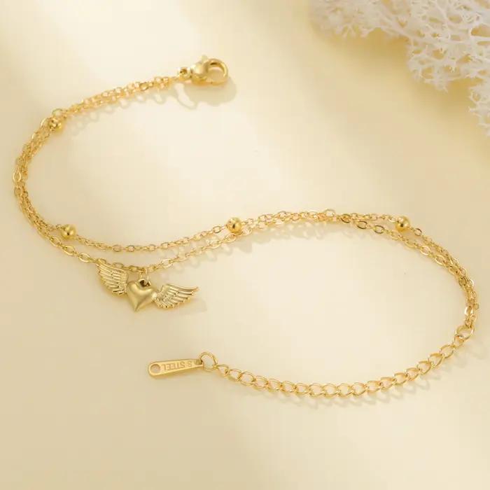 Teamer – Bracelet à breloques en forme d'aile de cœur pour femmes