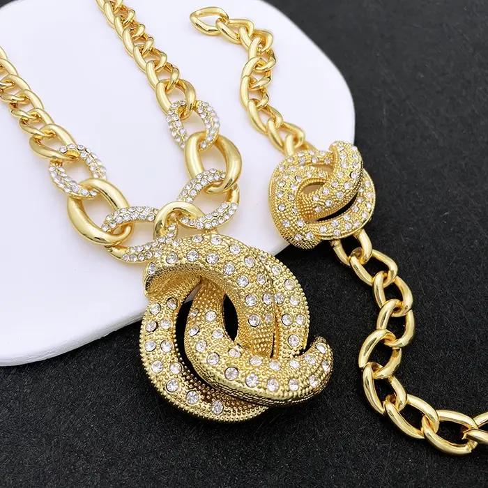 Ensemble de bijoux de luxe plaqué or 18 carats pour femmes