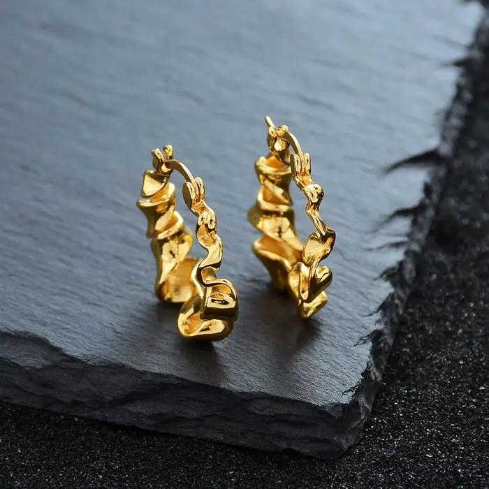 Boucles d'oreilles géométriques en argent Sterling 925 pour femmes, Sexy, mode fille, bijoux tendance, cadeau de fête, rétro, cercle doré, pendientes de mariage