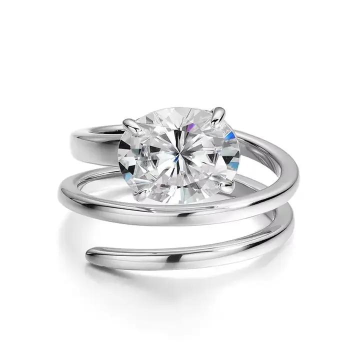 Smyoue 1CT-3CT certifié 14K plaqué Moissanite Solitaire bague femmes laboratoire de mariage diamant bande pur 925 argent 100% Shani Abergel
