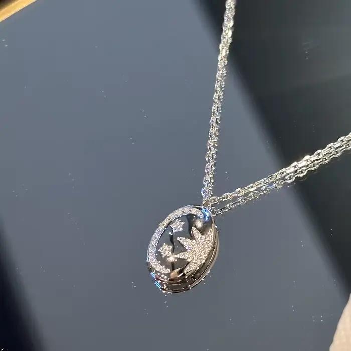 Collier Simple en argent 925 avec incrustation de diamant brillant, coquille de soleil et de lune, léger, de luxe, créatif, exquis, chaîne, bijoux de mariage