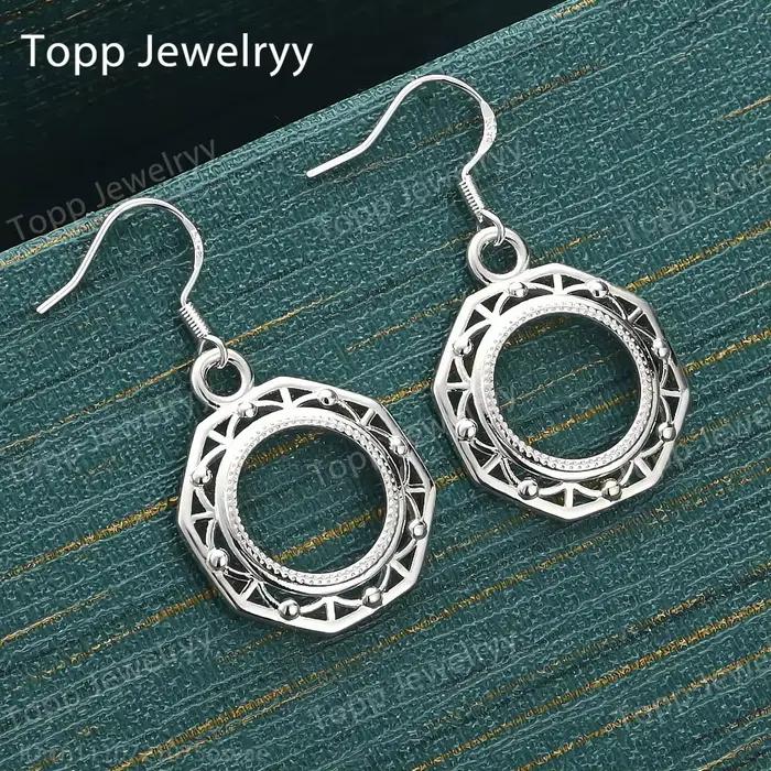 Boucles d'oreilles géométriques exquises en argent sterling 925, cadeau de fête pour femmes à la mod