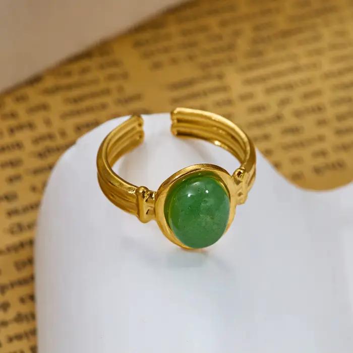 Ensemble de 6 bagues vintage françaises en pierres mélangées pour femmes et hommes, couleur or, motif soleil, signet, cristal, anneaux ouverts, bijoux à empiler, cadeau