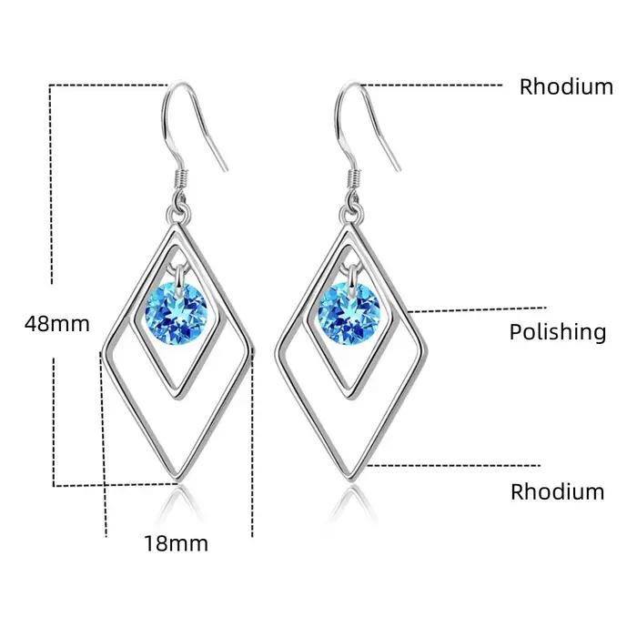 Buyee-Boucles d'oreilles pendantes en argent regardé 925 pour femmes et filles