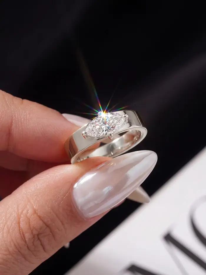 Bague Vintage élégante en diamant Moissanite 1CT pour femmes, en argent Sterling 925, bijoux fins de