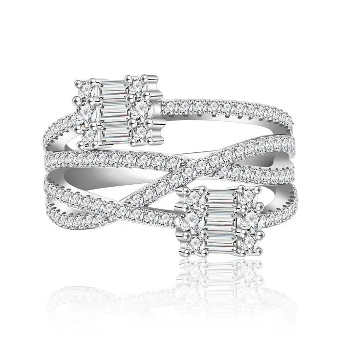 Vinregem Bague de fiançailles et de mariage en saphir créé en laboratoire pour femme