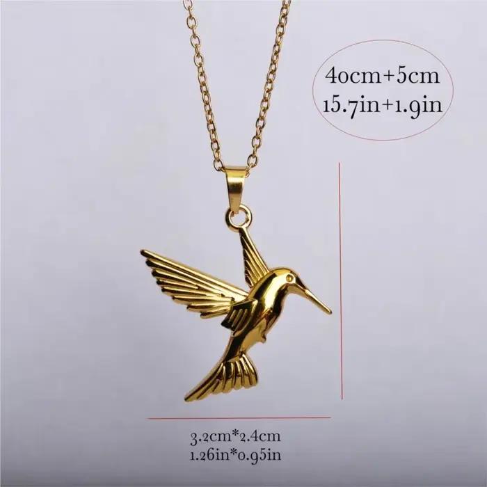Collier en acier inoxydable avec motif colibri doré pour femmes, bijou de fête et cadeau spécial occasions