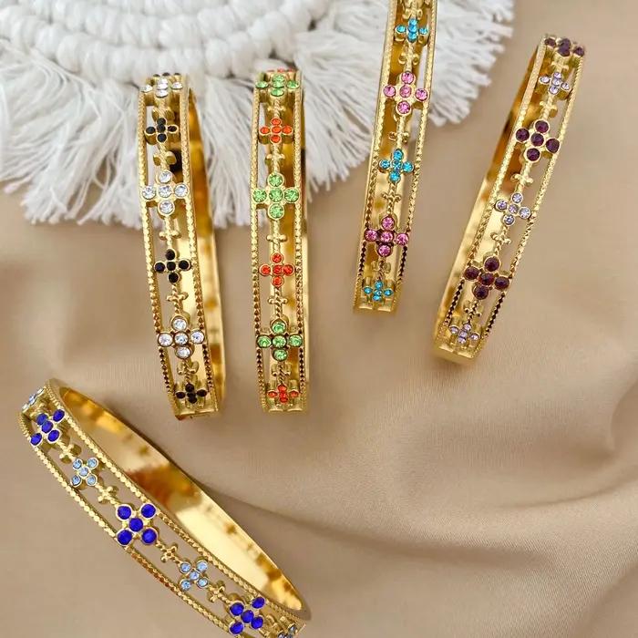 Bracelets de luxe populaires en acier inoxydable, tendance, de haute qualité, incrustés de Zircon co