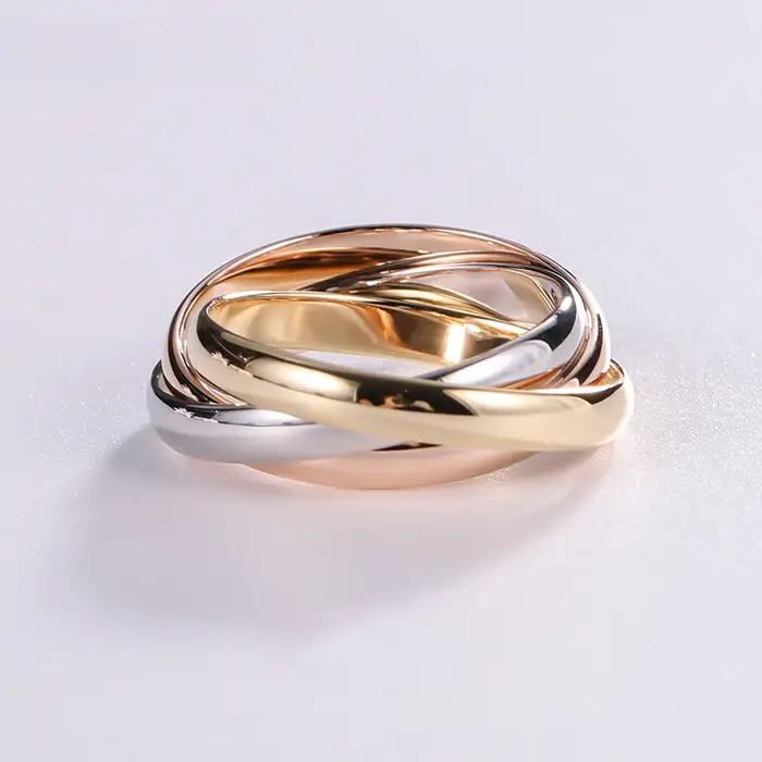 Bague Internet en Argent Sterling Or Rose Tricolore