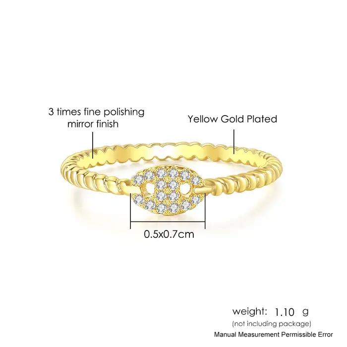 Bague délicate pour femmes sertie de zircons torsadés plaqués or pour occasions spéciales et quotidienne, alliance de mariage et cadeau unique