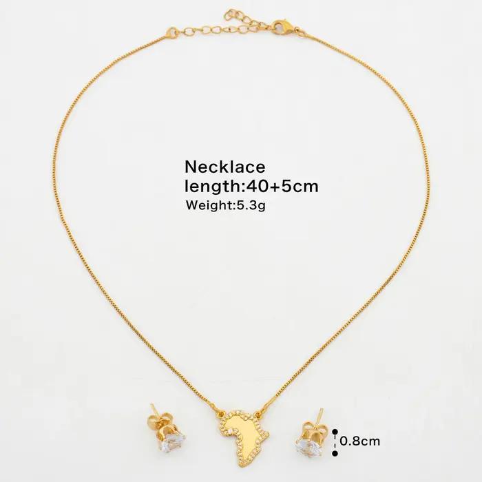Ensemble de bijoux en or plaqué pour femmes, collier et boucles d'oreilles géométriques, idéal pour mariages et cérémonies de fiançailles