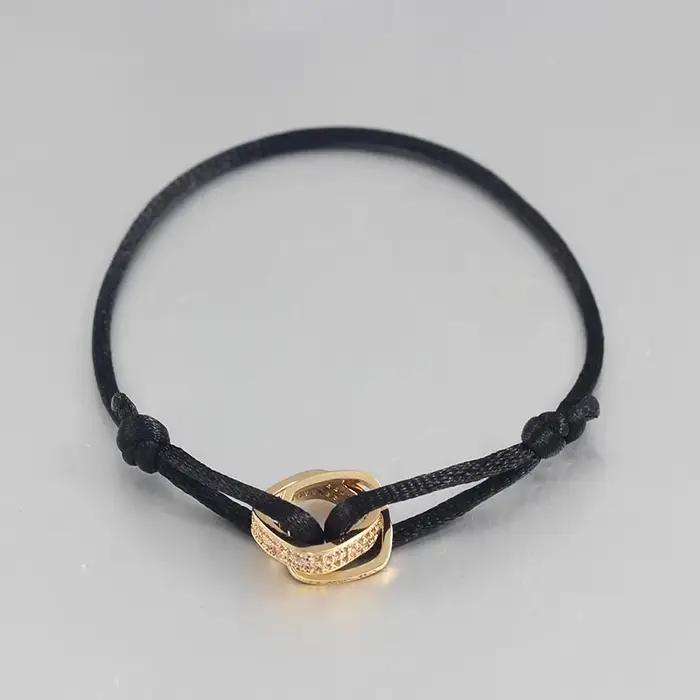 Bracelet en corde réglable avec chiffres interblocés en acier inoxydable pour homme et femme occasions spéciales