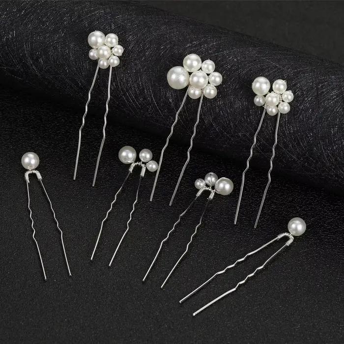 Épingle à cheveux en alliage doré en forme de U pour femme, pince à cheveux de mariée, perle de mari