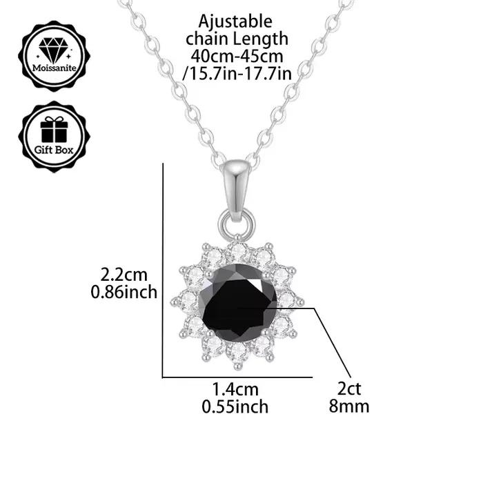 Bijoux pour femmes, bijoux de haute qualité, collier hypoallergénique, collier moissanite 2 carats pour femmes, cadeau de noël pour