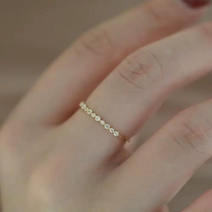 Bague géométrique en argent Sterling 925 plaqué or 14K pour femmes