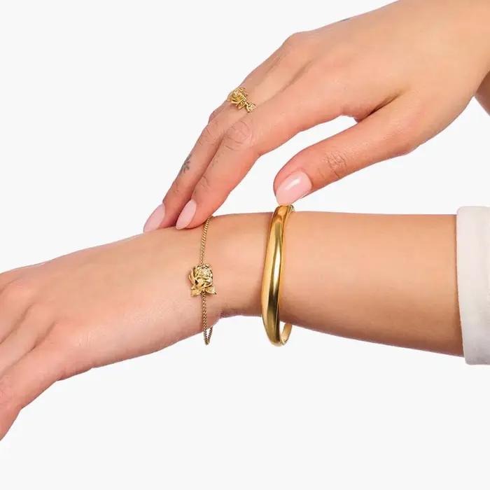 Bracelet doré à fleur de Rose