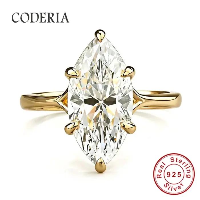 Bague de fiançailles en moissanite taille marquise 3 carats (7x14mm)