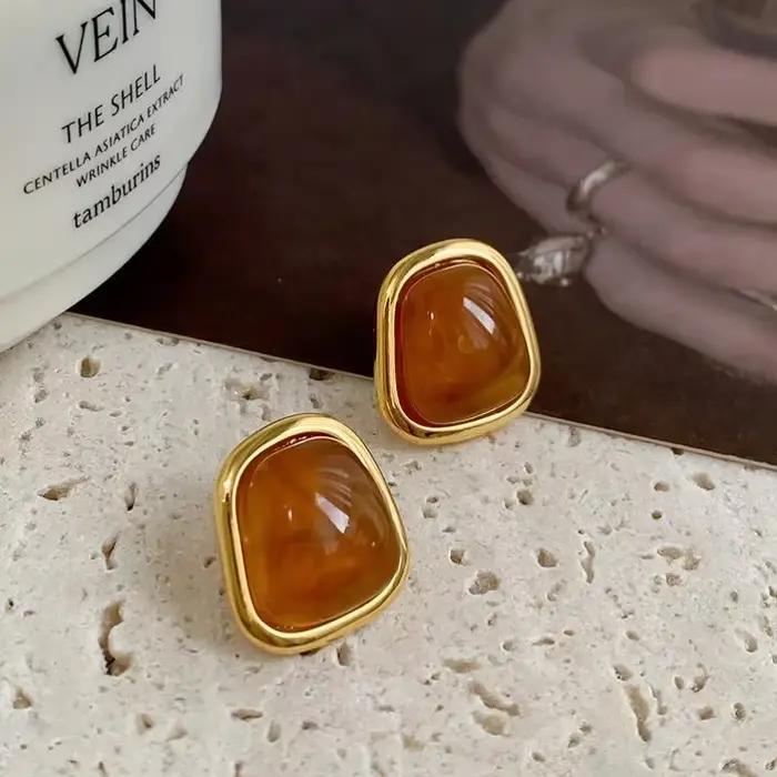 Boucles d'oreilles en ambre de luxe pour femmes