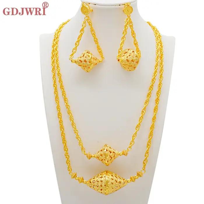 Ensemble de bijoux de dubaï pour femmes, collier élégant, boucles d'oreilles, fête de mariage, coule