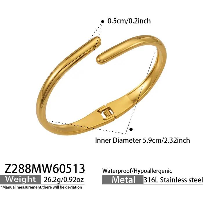 Bracelet en acier inoxydable 316L plaqué or 18 carats pour femmes classique avec finition lisse et multiple couleurs disponibles pour diverses occasions